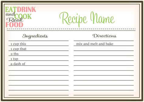 Recipe Templates Word