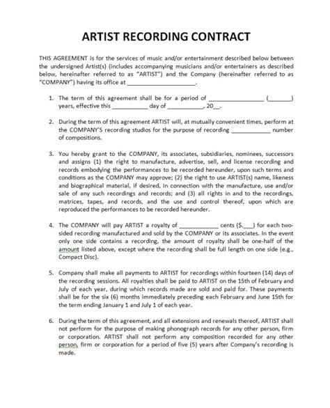 Record Label Contract Template