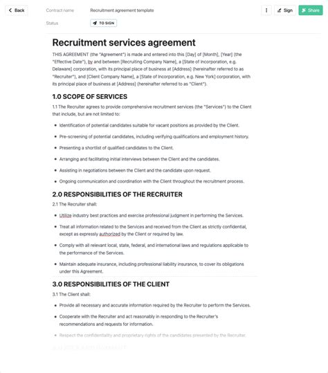 Recruitment Agency Agreement Template