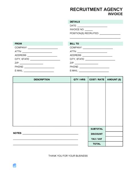 Recruitment Agency Invoice Template