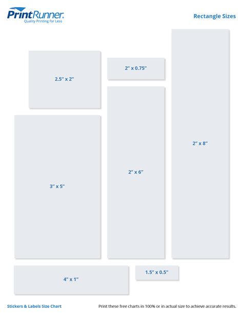 Rectangle Sticker Size Chart