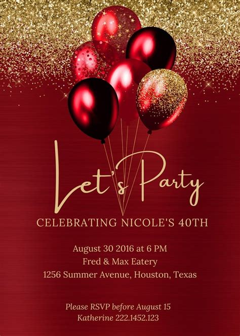 Red Birthday Invitation Templates Free