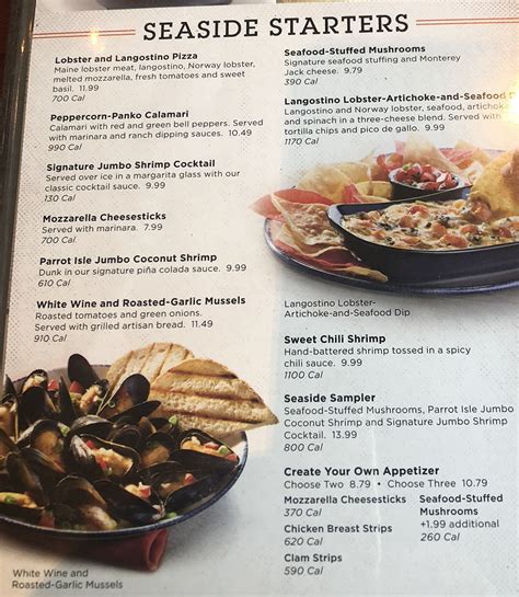 Red Lobster Printable Menu