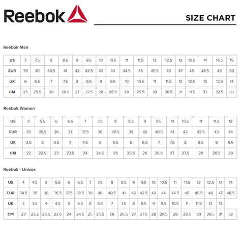 Reebok Shoe Size Chart