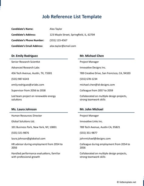 Reference Template For Job