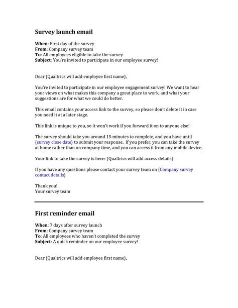 Reminder Survey Email Template