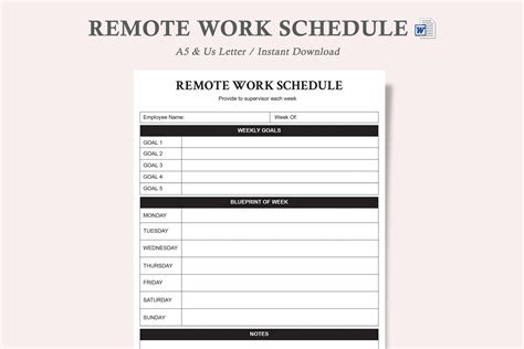 Remote Work Schedule Template