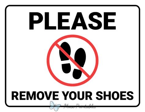 Remove Your Shoes Sign Printable