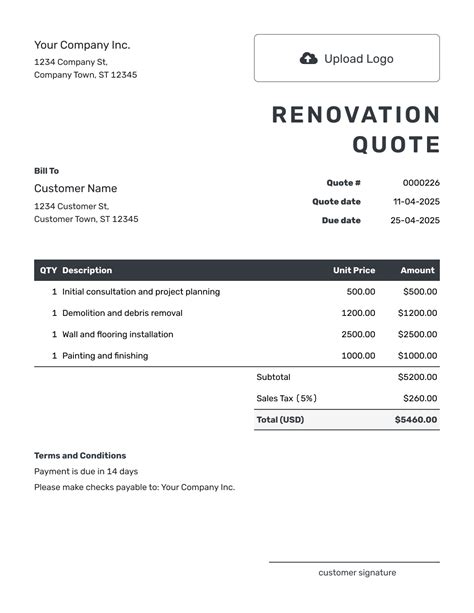 Renovation Quote Template