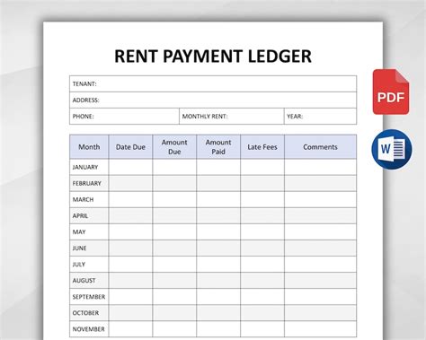 Rent Payment Ledger Template