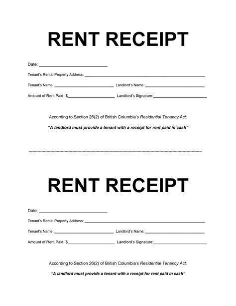 Rent Receipts Template