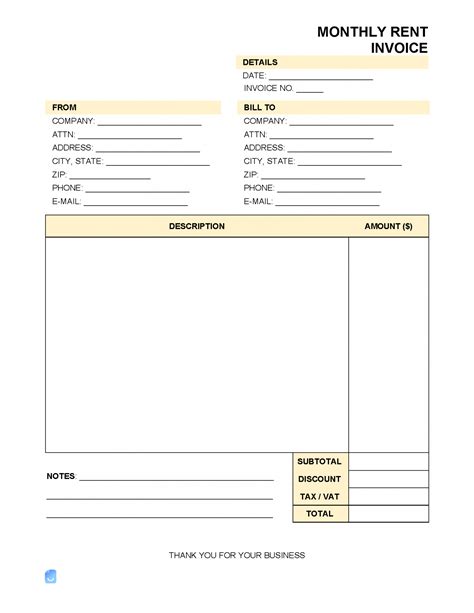 Rental Property Invoice Template