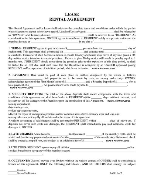 Renters Lease Template