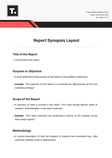 Report Synopsis Template