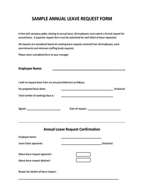 Request For Leave Template