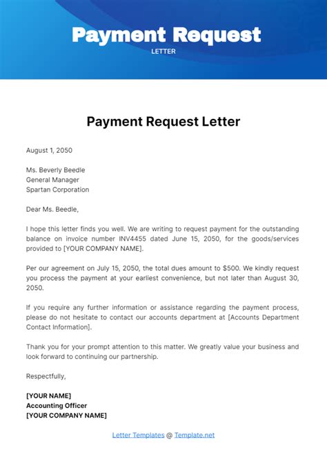 Request Payment Letter Template