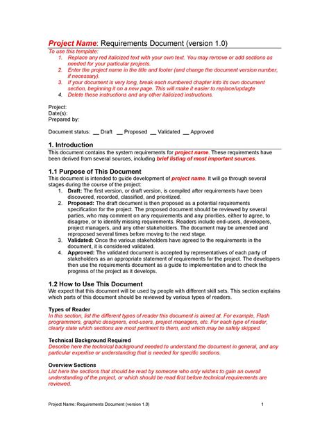 Requirement Document Template