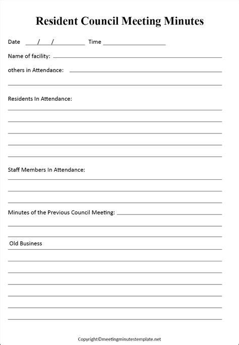 Resident Council Meeting Template