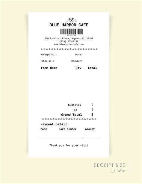 Restaurant Receipt Template