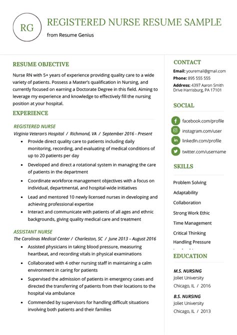 Resume Nursing Template