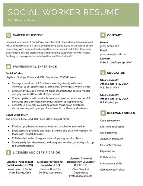 Resume Social Worker Template