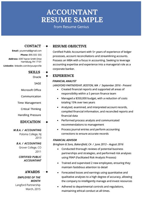 Resume Template Accounting