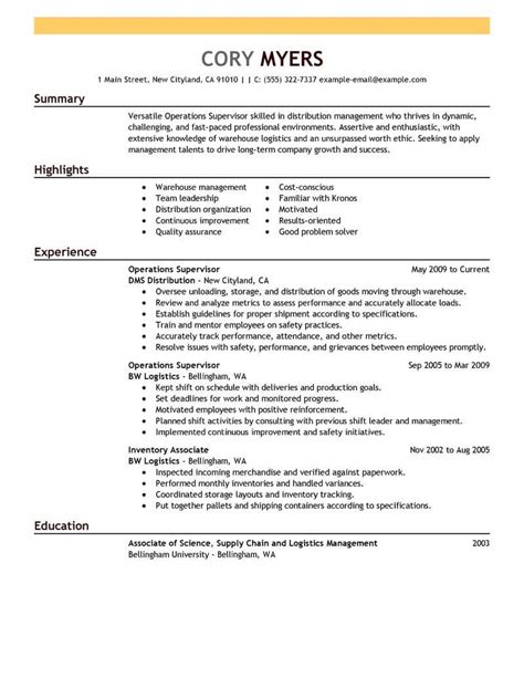 Resume Template For Management Position