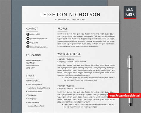 Resume Template Mac