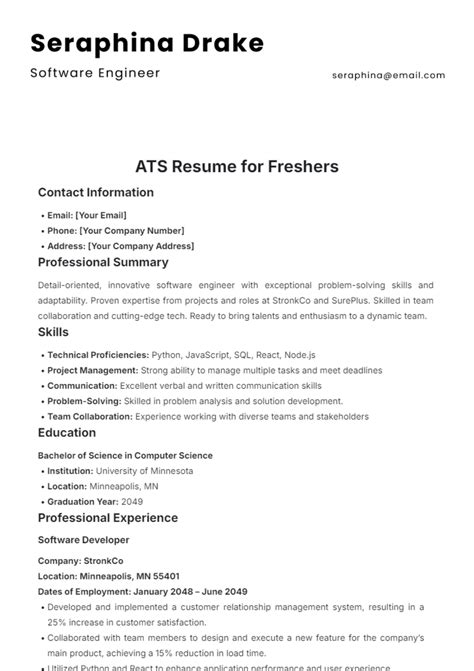 Resume Template That Passes Ats