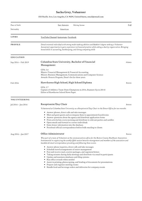 Resume Template With Volunteer Experience