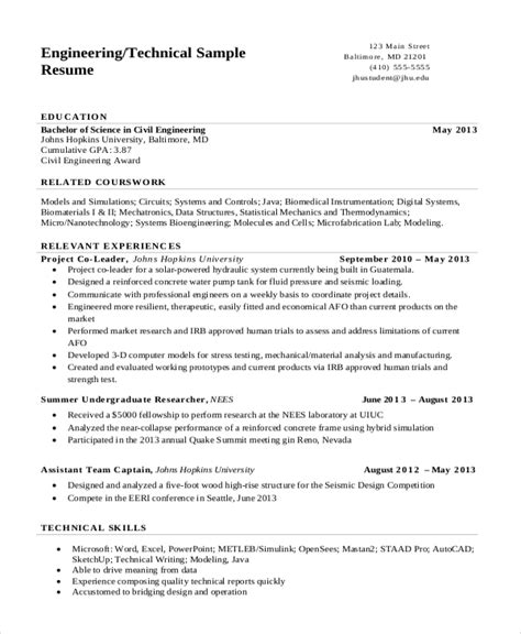 Resume Templates Engineering
