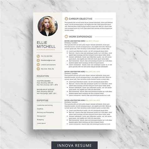 Resume Templates Etsy