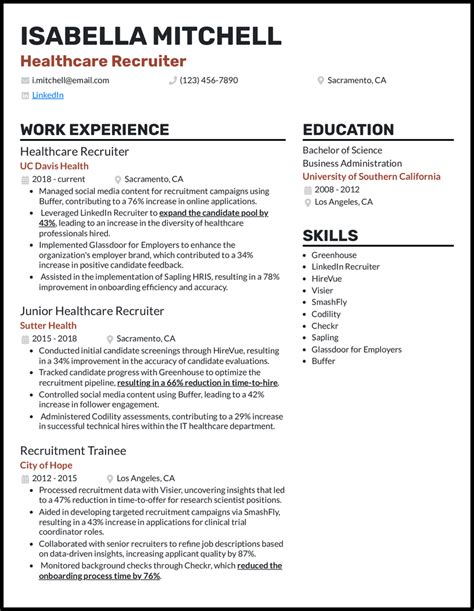 Resume Templates Healthcare