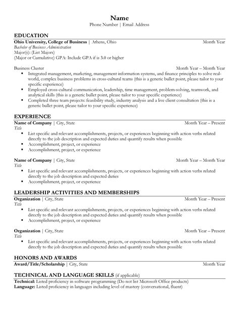 Resume Templates Ucsd