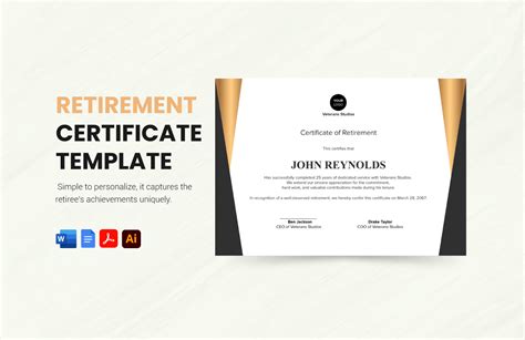 Retirement Certificate Template Word