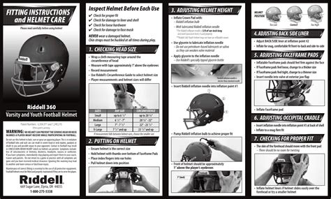 Riddell Helmet Sizing Chart