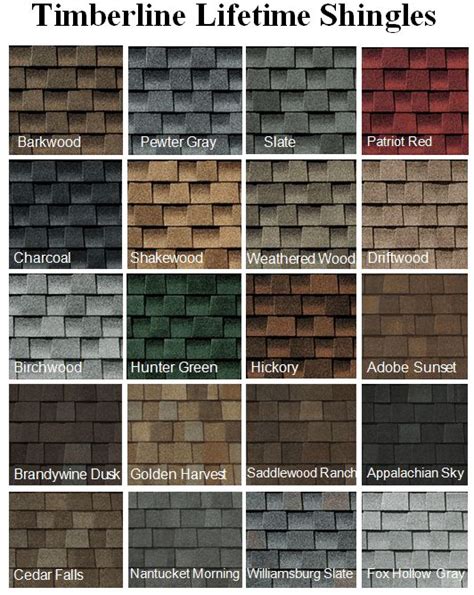 Roofing Shingle Color Chart