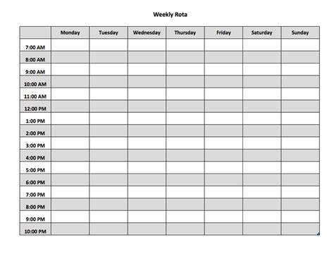 Rota Template Free