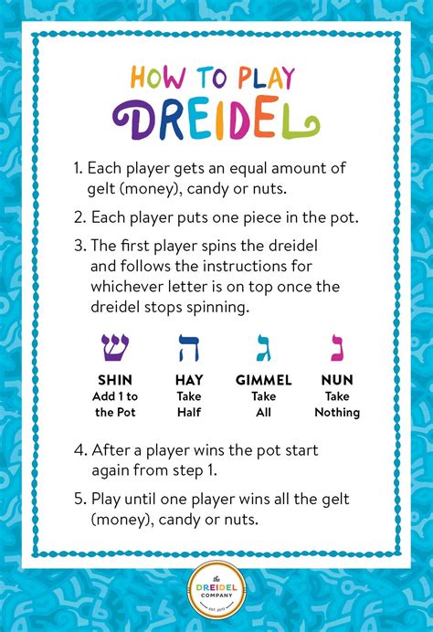 Rules For Dreidel Printables
