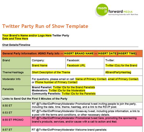 Run Of Show Template For Virtual Event