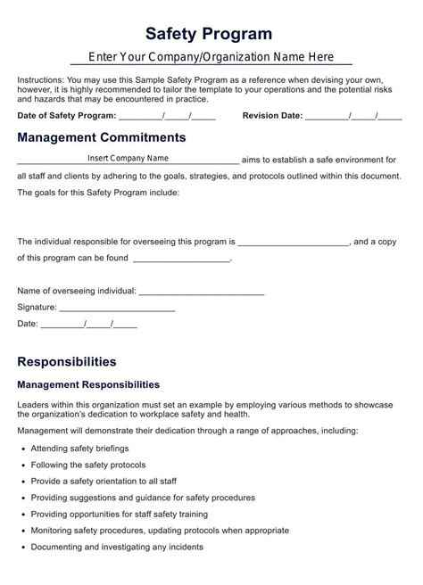Safety Program Template