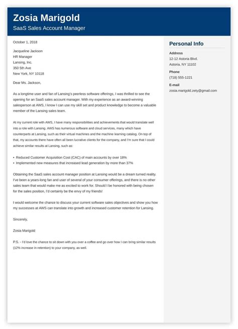 Sales Cover Letter Template
