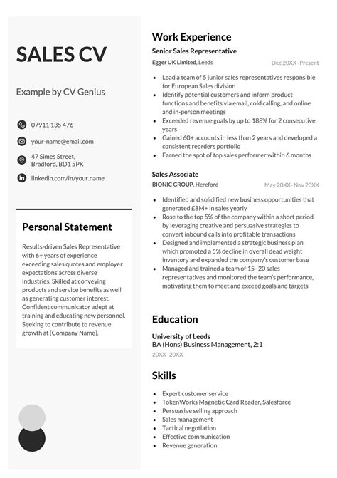 Sales Cv Template