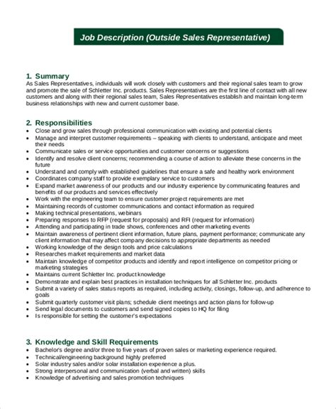 Sales Rep Job Description Template