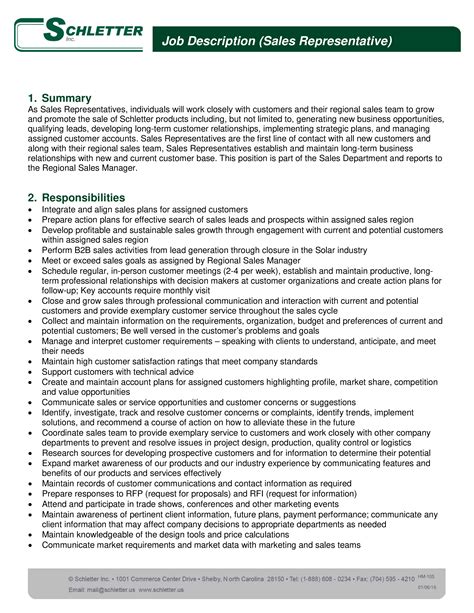 Sales Representative Job Description Template
