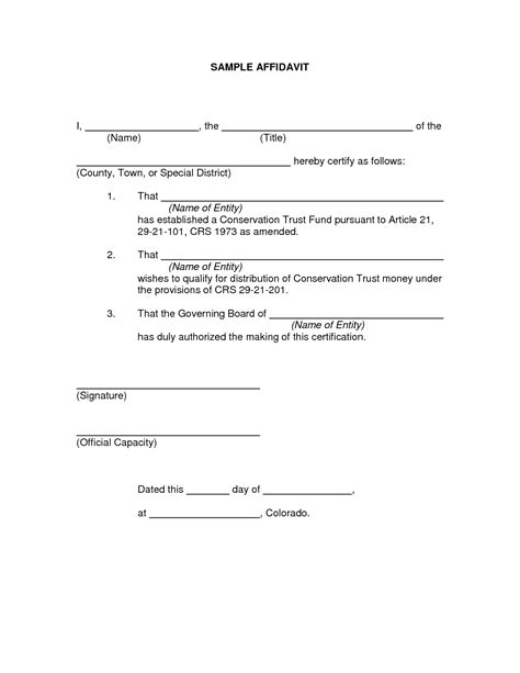Sample Affidavit Template