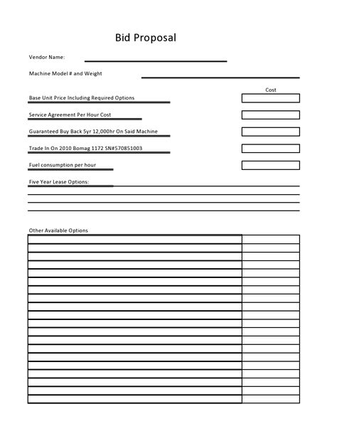 Sample Bid Proposal Template