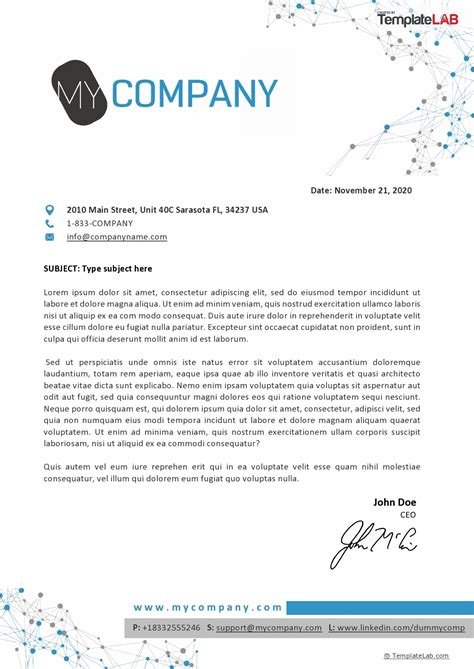 Sample Company Letterhead Template