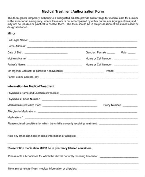 Sample Medical Form Template