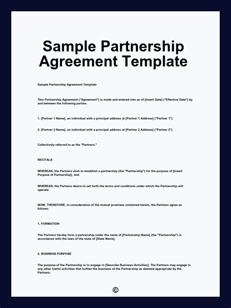 Sample Partnership Agreement Template